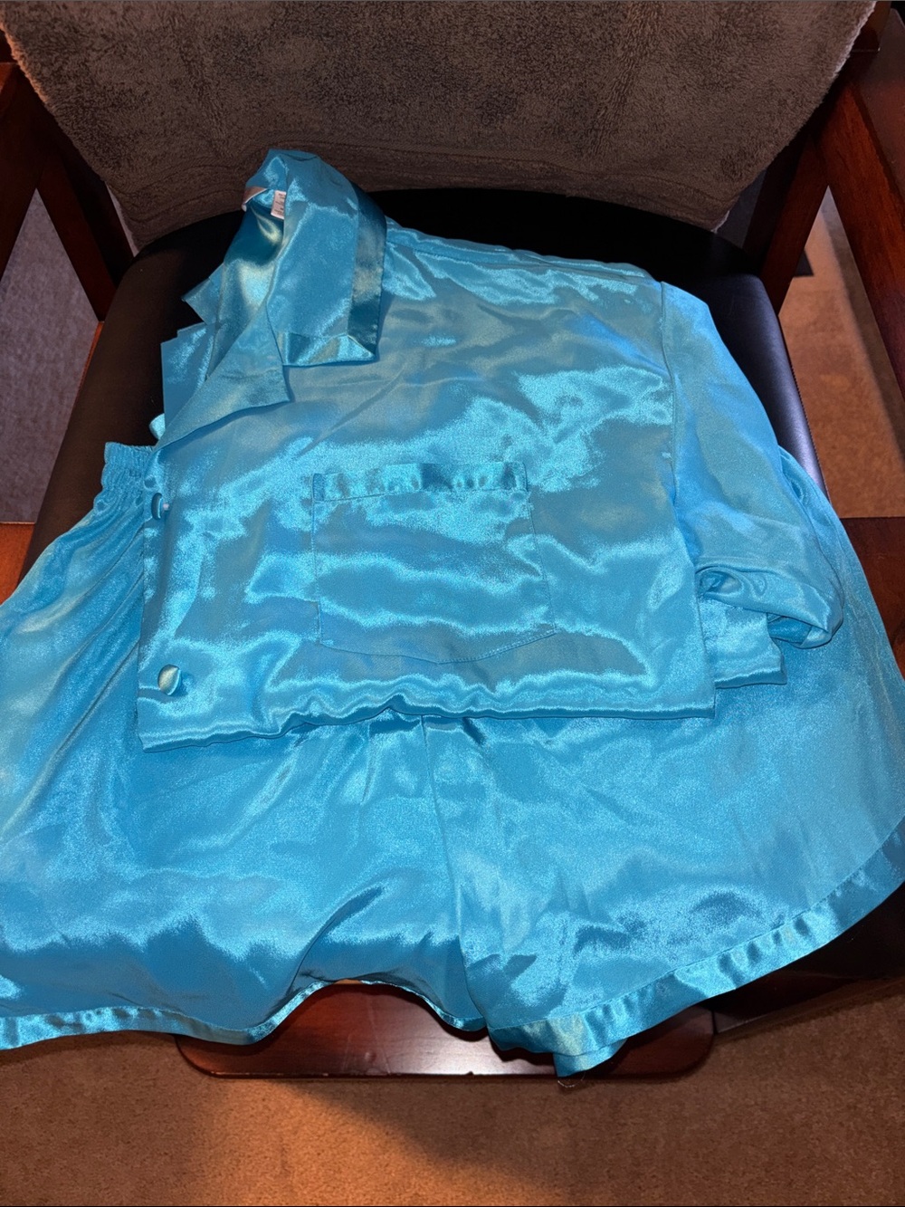 Victoria's Secret Satin Turquoise Pajama Set